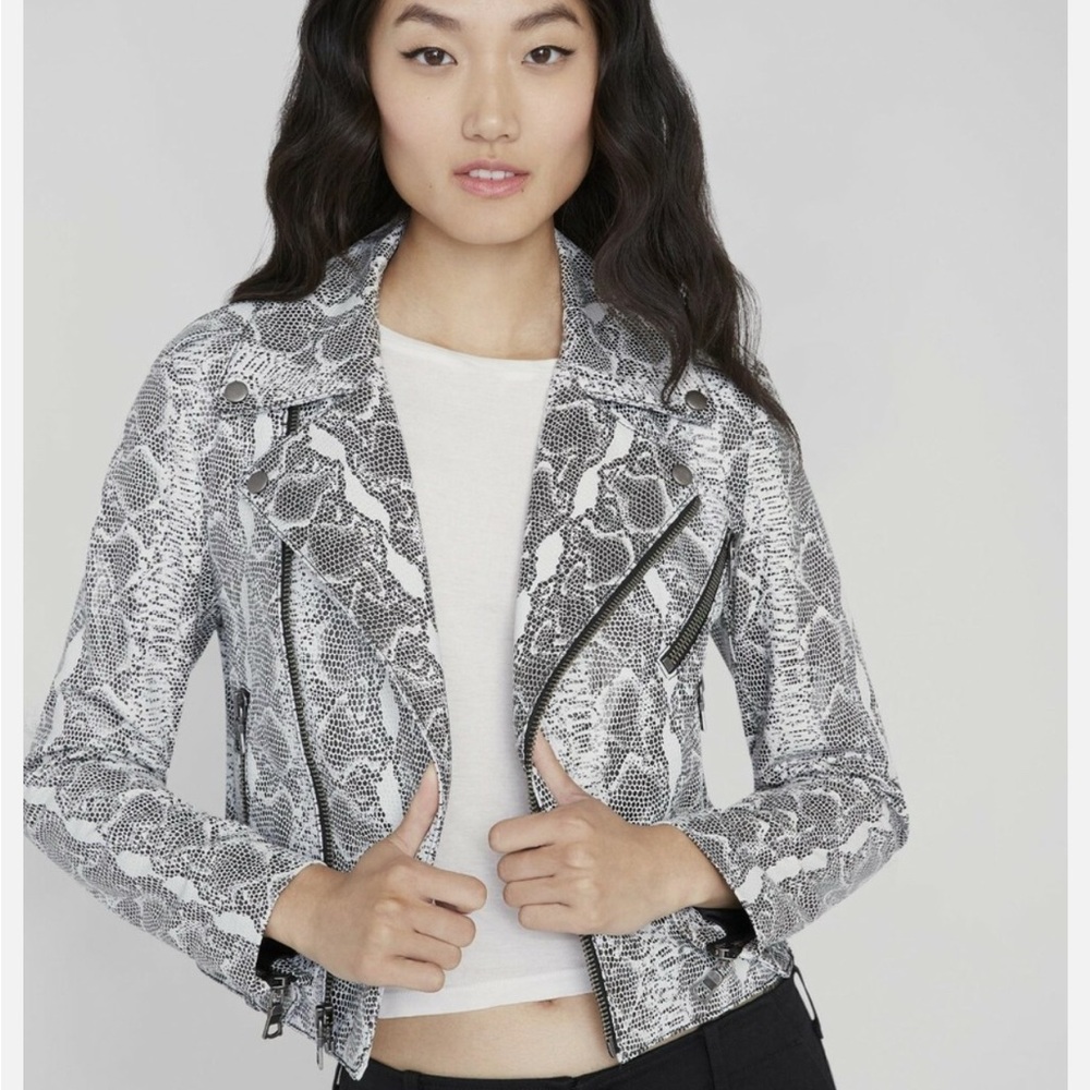 Alice and Olivia Cody lambskin leather Women's Snakeskin print Jacket
